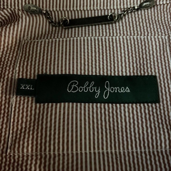 Bobby Jones Windbreaker Jacket Mens XXL Red White Seersucker Stripe Zip - Picture 10 of 11
